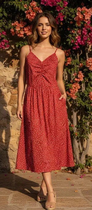 Laishen Spaghetti Strap Dress Size medium NWT Red thumbnail 1