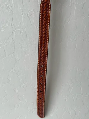 3D DDD Western Leather Tooled Cross Belt Size 36 Tan Brown White Silver thumbnail 3