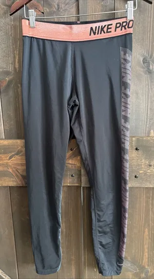 Nike Pro Women Dri-Fit Training Mid Rise‎ Rose Gold Leggings Size M thumbnail 1