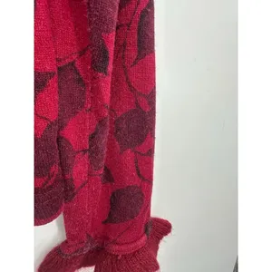 Tess‎ Dress Floral Wrap Sweater Y2K Size XL Silk Wool Blend Ruffle Red Romantic thumbnail 5