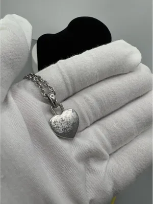 Silver Tone Round Link Chain Necklace Gold Tone Heart Charm Pendant Love thumbnail 5