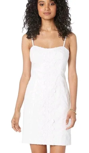 Lilly Pulitzer Women's Sheath Dress Railee Resort White Floral Cross Eyelet S 6 thumbnail 1