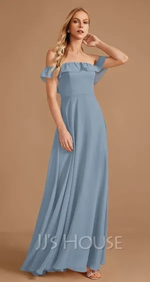JJs House Homecoming Dress Womens 12 Dusty Blue‎ Formal Off Shoulder Gown NEW thumbnail 1