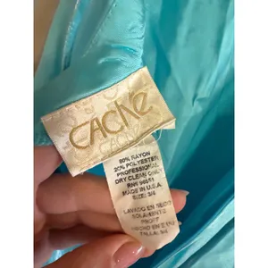 Cache Turquoise Shimmer Strapless Lace Up Back Formal Gown Dress Size‎ 3/4 thumbnail 6