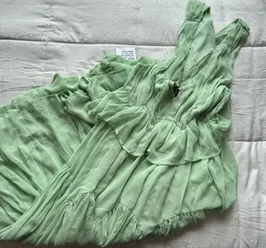 NWT ASOS light green full length plunge dress with cross over back detail US size 4 thumbnail 3