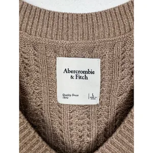 Abercrombie & Fitch Womens Cable Knit Sweater Vest Taupe Brown V-Neck Large thumbnail 3