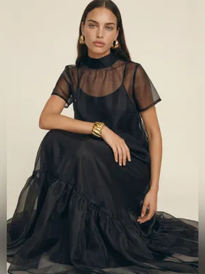 NWT Few Moda Melody Maxi Dress size XL Black Mesh Caara thumbnail 4