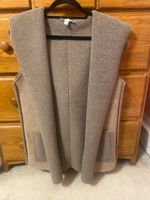 Fur Hooded Vest Gray Size M thumbnail 1