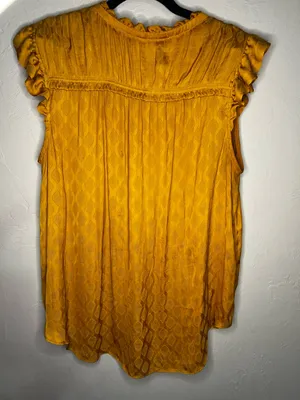 Maeve by Anthropologie Hailey‎ Flutter Sleeve Golden Yellow Boho Top thumbnail 10