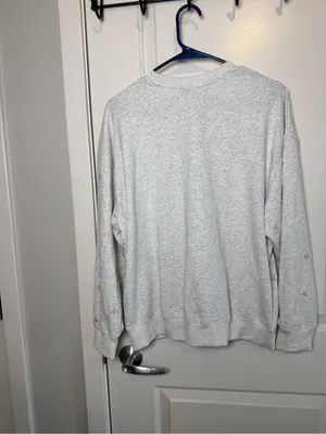 Gilli Light Gray Crewneck Sweatshirt with Pink Embroidery thumbnail 5