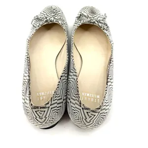 Stuart Weitzman Ballet Flats Sz 7.5N Geometric Bow Leather Preppy Old Money Slip thumbnail 7