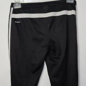 Adidas black track workout pull on three stripe zipper pockets pants sz Small thumbnail 8
