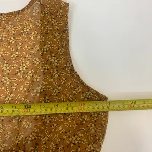 Liberty Love Women's S Boho Floral Duster Vest Mustard Yellow Sheer‎ Tie Front thumbnail 3