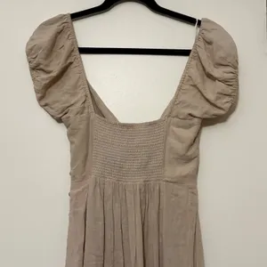 Free People Tan Tie Front Cutout Puff Sleeve Midi Dress Womens‎ XS thumbnail 7