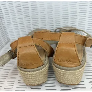 Eddie Bauer W. Kara Womens Brown Leather Geometric Espadrille Wedge Sandals‎ 9 thumbnail 7