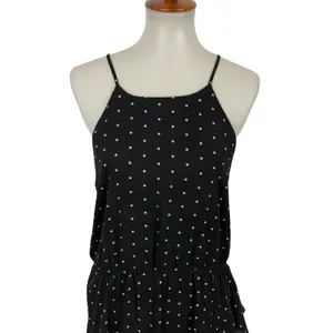 Abound Polka Dot Mini Dress Large Black White Sleeveless Ruffle Hem Retro Y2K thumbnail 2
