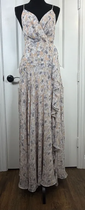 ASTR the Label Holland Maxi Dress in Peach Grey Floral Size S thumbnail 1