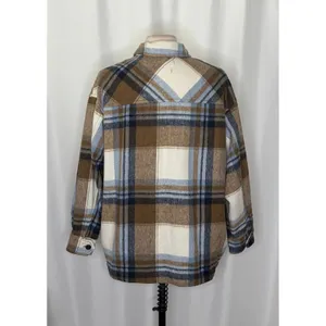 ZARA Wool Alpaca‎ Plaid Shacket Shirt Jacket Pockets Outdoors Preppy Medium thumbnail 8