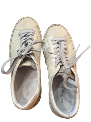 Free People wms cream white leather low top fashion sneakers sz 7 SKU 10-326 thumbnail 15