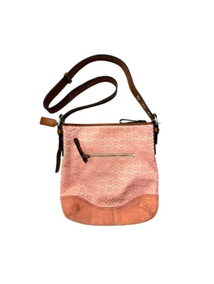Coach Pink Signature Jacquard bag Suede Trim Leather Strap Shoulder Purse Y2K thumbnail 2