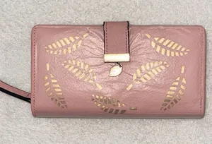 Pink Women's Leaf-Cut Wallet with Gold Accent thumbnail 1