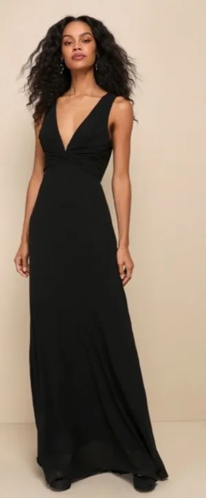 LULU's Elegant Wedding Special Event Sexy Flowy Chiffon Maxi Gown thumbnail 1