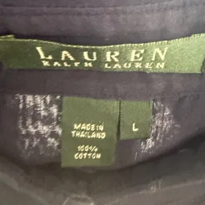 Lauren Ralph Lauren Navy Blue Cotton Button‎ Down Shirt Utility Pocket Womens L thumbnail 2