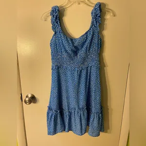 Blue Polka Dot Ruffle Dress thumbnail 2