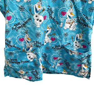 Disney Frozen Olaf Snowman I Feel All Warm Inside Scrub Top XL Character Peds thumbnail 4