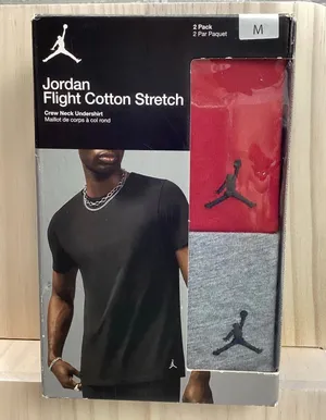 Jordan Flight Cotton Stretch Men’s Crew Neck Undershirt Size Medium 2 Pack NEW! Retail $42.50 thumbnail 1