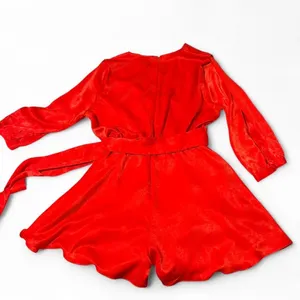 Zara Red Velvet Wrap Romper with Tie Waist Sz XL thumbnail 7