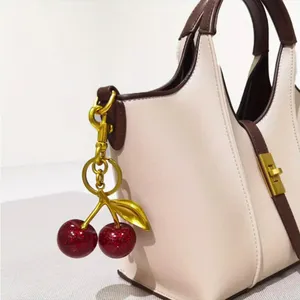 Red Sparkle Cherry Bag Charm Keychain Gold Tone Purse Accessory NWT thumbnail 3