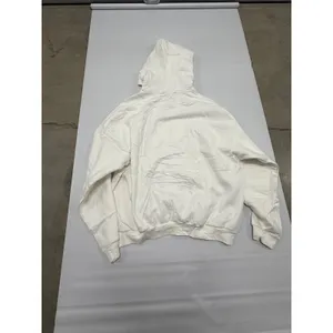 White Quarter Zip Hoodie Oversized Cotton Blend Fleece Sweatshirt size L thumbnail 6