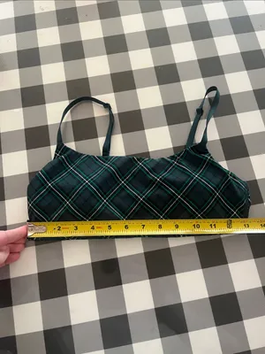 Victoria’s Secret PINK Women’s Strappy Tartan Plaid Green Sports Bra Medium thumbnail 11