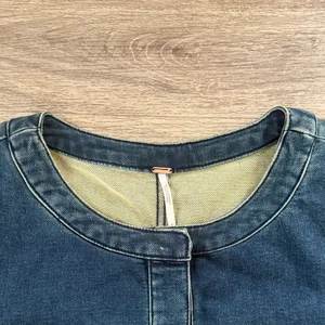 Free People Denim Romper in Dark Blue Womens Long Sleeve Collarless Size 4 thumbnail 2