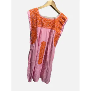 J.‎ Marie Embroidered Mini Dress Womens S Pink Orange Linen Blend Boho Summer thumbnail 4