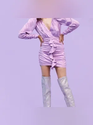 For Love and Lemons Fiji Cross Front Mini Dress in Iris size XS thumbnail 2