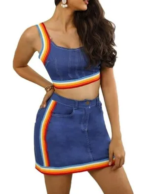Rainbow Sandals Denim Rainbow Skirt Set Small thumbnail 1