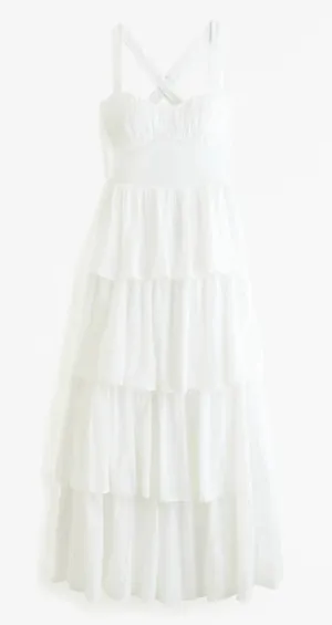 Lace-Up Back Tiered Abercrombie Maxi Dress thumbnail 1