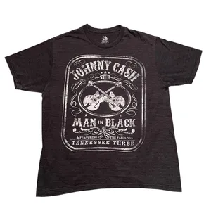 Gray Johnny Cash The Man in Black T-shirt Size L thumbnail 1