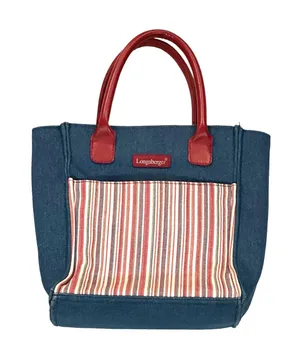 Longaberger Denim Red and White Tote Bag thumbnail 1