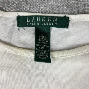 Lauren Ralph Lauren T-Shirt Womens L White‎ Long Sleeve Crew Neck Buttons thumbnail 5