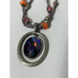 Laura Ashley Necklace Beaded Chocker Metal Silver Colored Boho‎ thumbnail 8