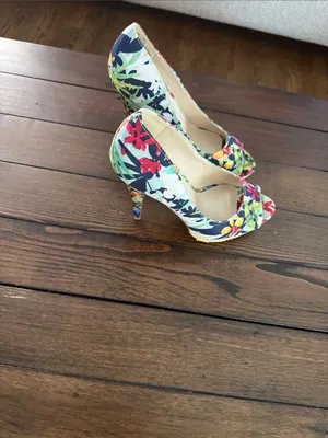 APT 9 Women’s Peep Toe Heels 7.5M Floral Print Textile Stiletto Platform Shoes thumbnail 4