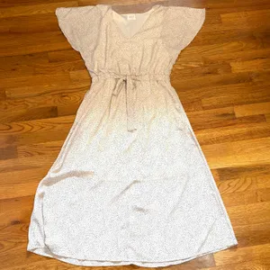 Sienna Sky Women’s XL White Brown Polka Dot V-neck Short Sleeve dress Pockets thumbnail 3