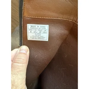 Michael Kors Boots Black Brown Knee High Riding Boots MK Logo Detail‎ Size 5 thumbnail 6