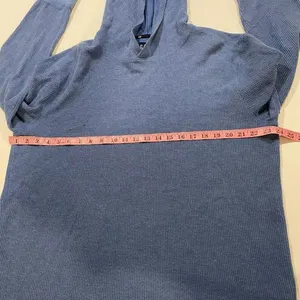 GAP Blue Waffle Knit Hoodie Long Sleeve Pullover Size XL thumbnail 4
