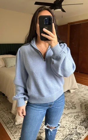 Universal Thread 3/4 Zip Fleece Blue Size M thumbnail 1