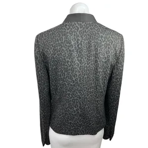 Ann Taylor Loft Black Tux Tuxedo Animal Print Double Breasted Blazer Jacket 8 thumbnail 2