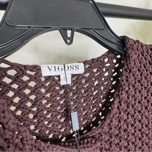 NWT Vigoss Trendy Chocolate Coffee Brown Chunky Knit Sweater Vest L Large NEW thumbnail 8